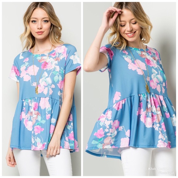 🌸LAST 1! Beautiful Blue Floral Swing Top! - Picture 7 of 7